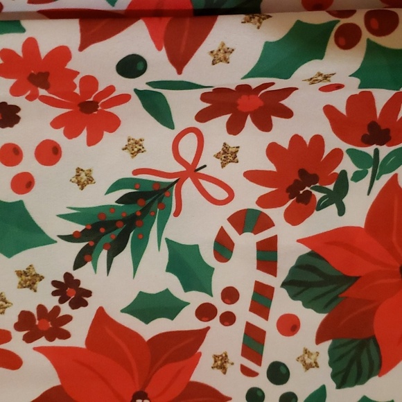 Poinsettia Print Loose Top. Little Party Dress Serena Flowers of Christmas Top. - Picture 9 of 10